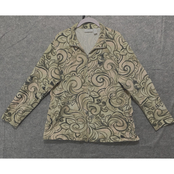 Weekends by Chicos Jacket Womens Sz‎ 3 US 16 Pink Gray Paisley Pockets Full Zip - Picture 1 of 8